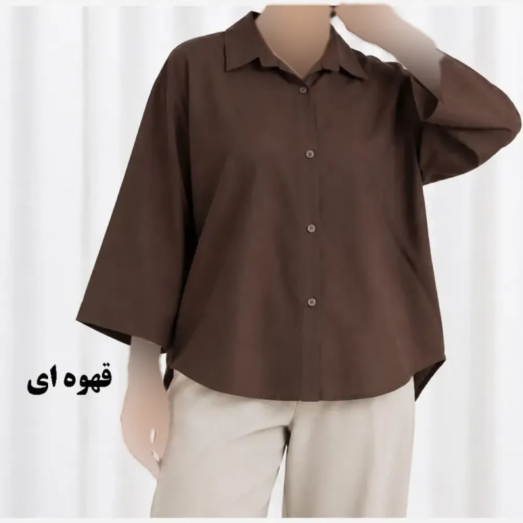 شومیز پشت پیله سیلک دکمهدار فری سایز