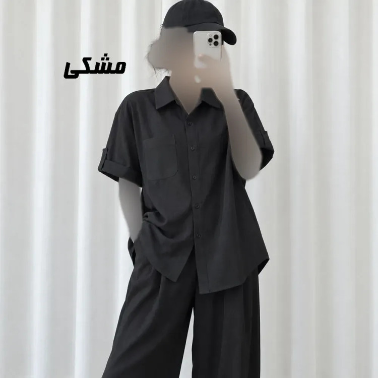 شومیز پری سیلک جلو جیب دکمه دار فری سایز مناسب تا 48 چهارفصل