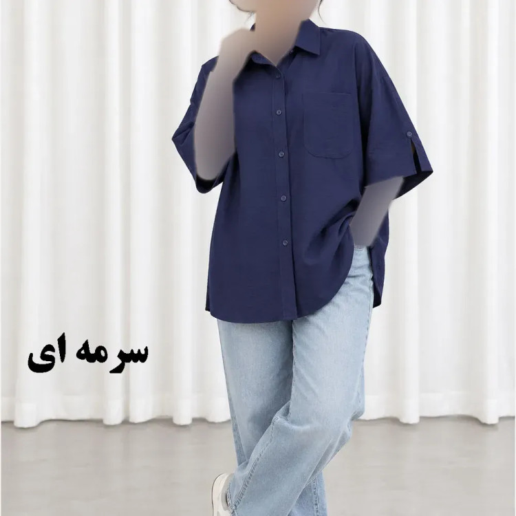 شومیز زنانه پری سیلک جلو جیب آستین دکمه نما فری سایز چهارفصل