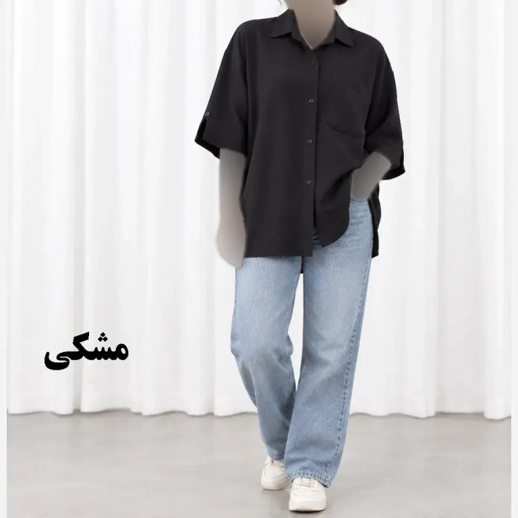 شومیز زنانه پری سیلک جلو جیب آستین دکمه نما فری سایز چهارفصل
